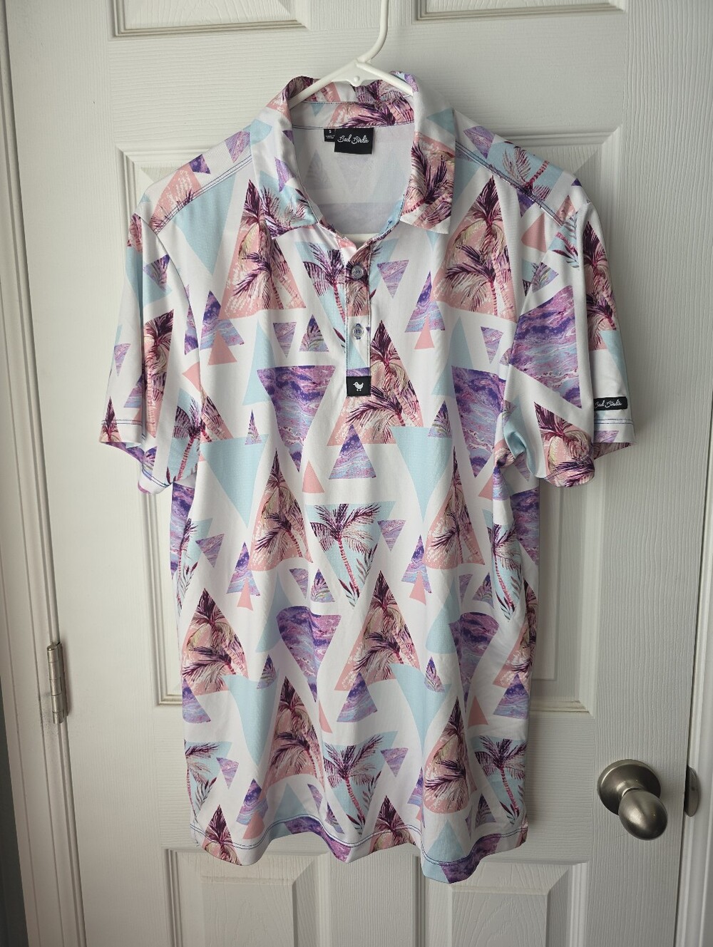 Bad Birdie Shirt Men Golf Polo "Cali”  Palm Trees Short Sleeve Active SZS